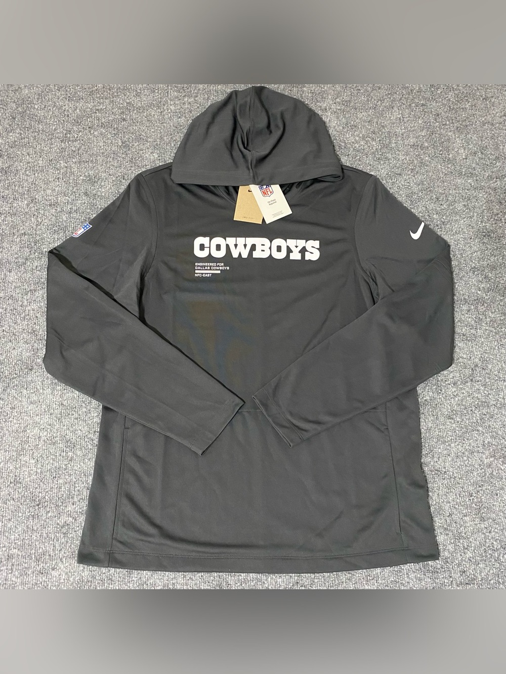 Nike Dallas Cowboys Pure Fury Mens Large Hooded Shirt Gray NWT